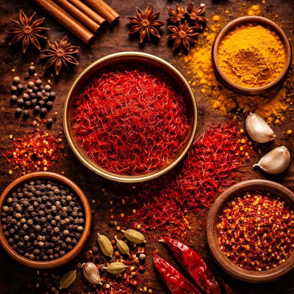 ترکیب زعفران با ادویه‌های دیگر